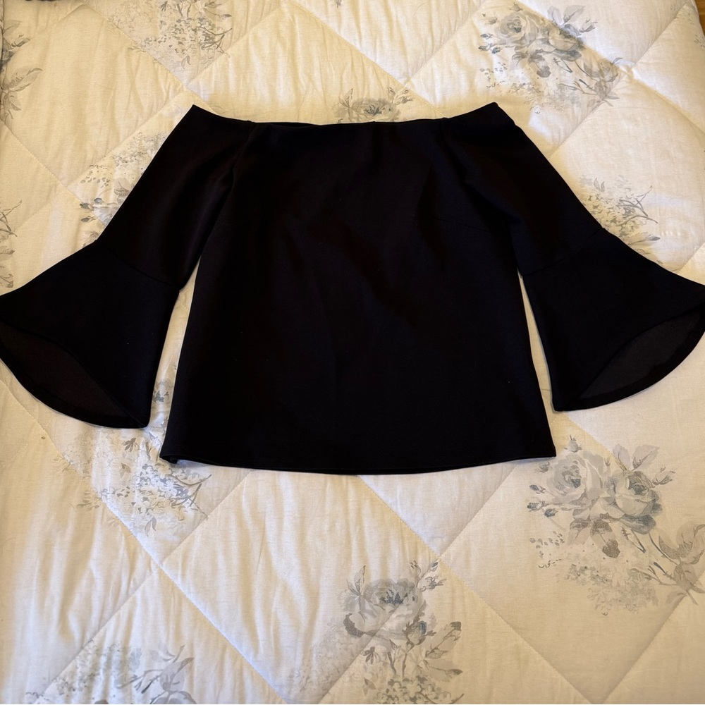 H&M Black Off-Shoulder Bell Sleeve Top